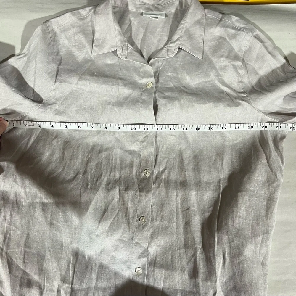 J. Jill Love Linen 100% Linen Light Gray Silver Button Down Shirt - Picture 9 of 10